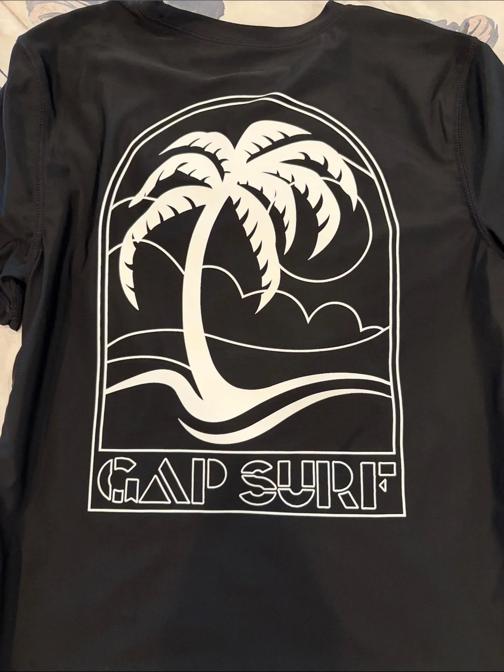 GAP Black rash guard Crew Tee with White Palm Logo